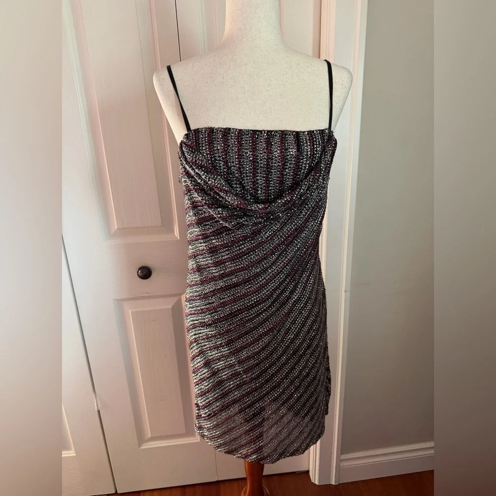 Parker Beaded Cocktail Dress | Champagne Stripe | NWT | Size M | $498 Barney’s - Picture 5 of 10